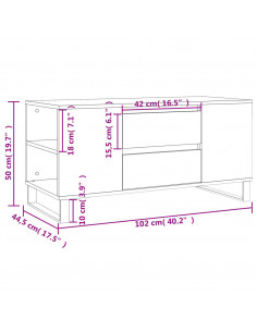 Tavolino da Salotto Rovere Fumo 102x44,5x50cm Legno Multistrato