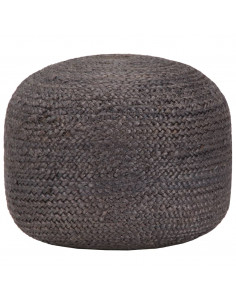 Pouf Lavorato a Mano Grigio Scuro 45x30 cm in Juta 2