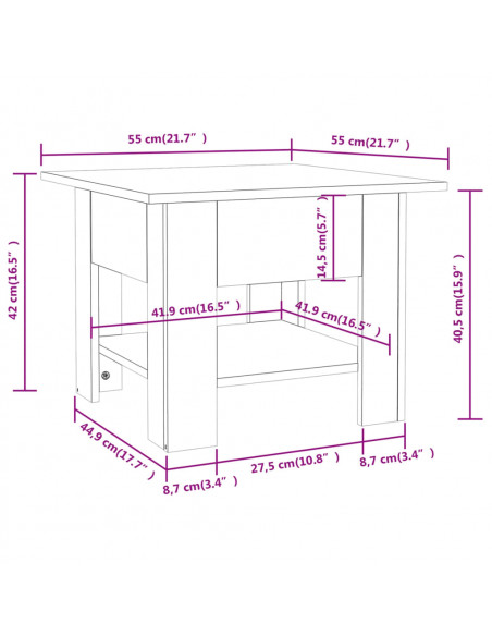 Tavolino da Salotto Rovere Fumo 55x55x42 cm in Truciolato