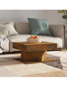 Tavolino da Salotto Rovere Fumo 57x57x30cm in Legno Multistrato