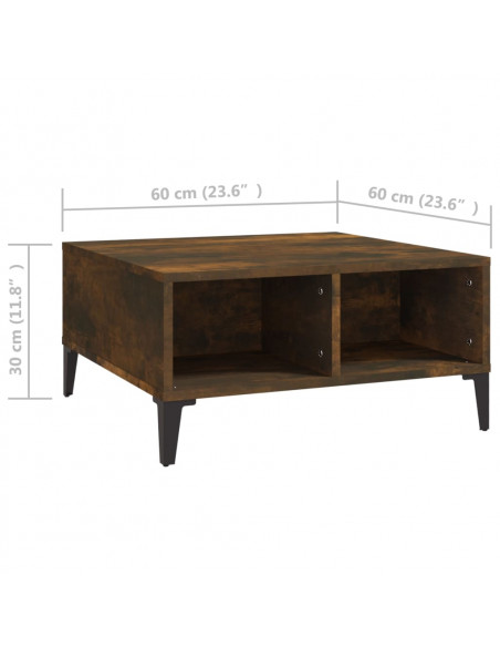 Tavolino da Salotto Rovere Fumo 60x60x30 cm in Truciolato