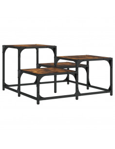 Tavolino da Salotto Rovere Fumo 68x68x40cm in Legno Multistrato