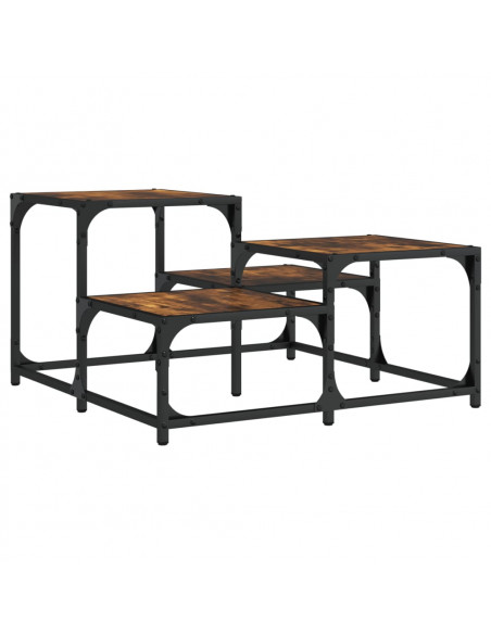 Tavolino da Salotto Rovere Fumo 68x68x40cm in Legno Multistrato