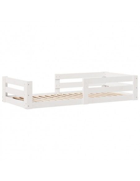 Letto senza Materasso Bianco 75x190 in Legno Massello di Pino