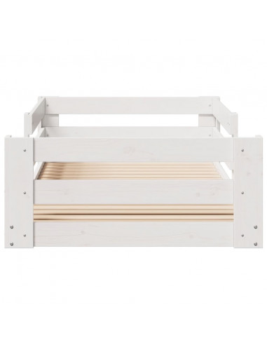 Letto senza Materasso Bianco 75x190 in Legno Massello di Pino