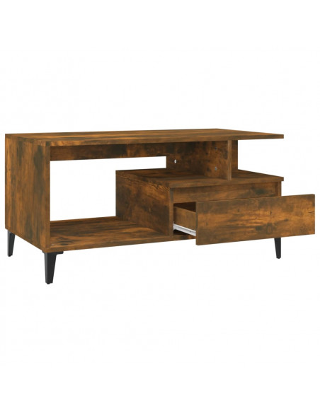 Tavolino da Salotto Rovere Fumo 90x49x45 cm Legno Multistrato