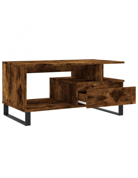 Tavolino da Salotto Rovere Fumo 90x49x45 cm Legno Multistrato