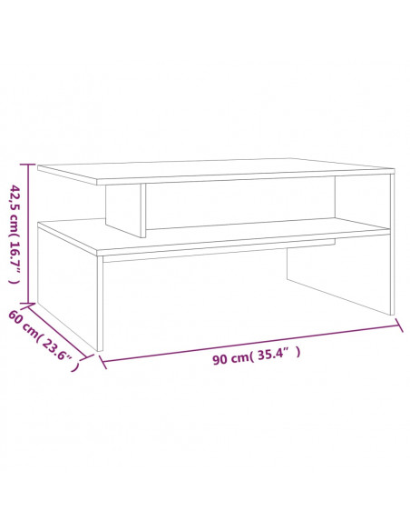 Tavolino da Salotto Rovere Fumo 90x60x42,5 cm Legno Multistrato