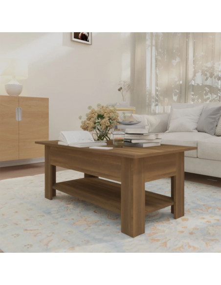 Tavolino da Salotto Rovere Marrone 102x55x42 cm in Truciolato