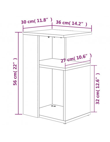 Tavolino da Salotto Rovere Marrone 36x30x56cm Legno Multistrato