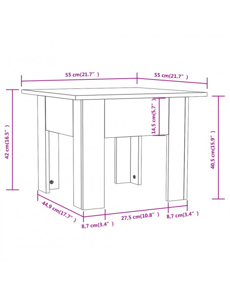 Tavolino da Salotto Rovere Marrone 55x55x42 cm in Truciolato