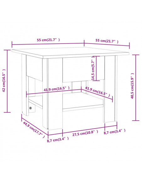 Tavolino da Salotto Rovere Marrone 55x55x42 cm in Truciolato