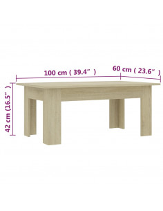 Tavolino da Salotto Rovere Sonoma 100x60x42cm Legno Multistrato