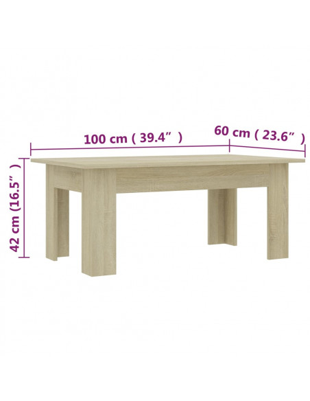 Tavolino da Salotto Rovere Sonoma 100x60x42cm Legno Multistrato