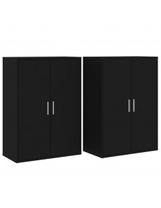Credenze 2 pz Nere 60x31x84 cm in Legno Multistrato 2