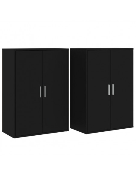 Credenze 2 pz Nere 60x31x84 cm in Legno Multistrato