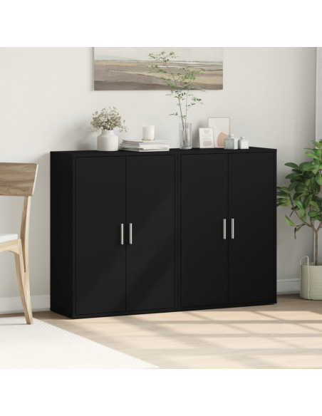 Credenze 2 pz Nere 60x31x84 cm in Legno Multistrato