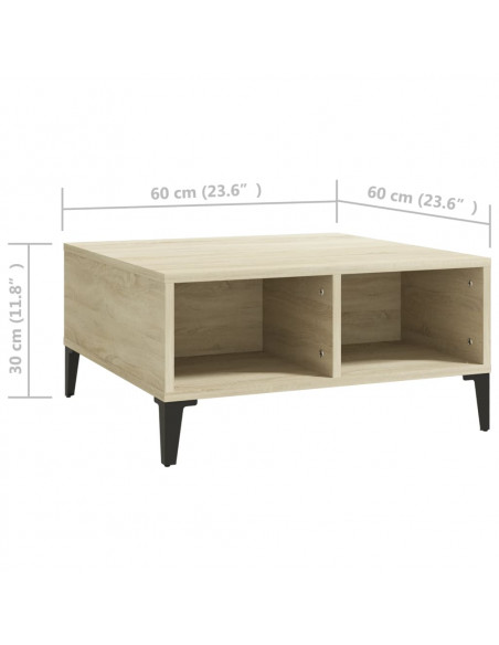Tavolino da Salotto Rovere Sonoma 60x60x30 cm Legno Multistrato