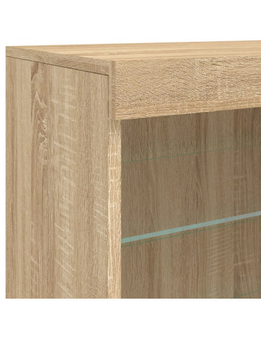 Credenza con Luci LED Rovere Sonoma 60,5x37x67 cm