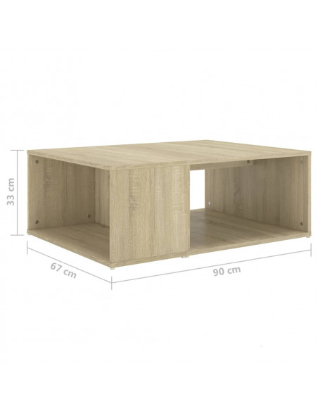 Tavolino da Salotto Rovere Sonoma 90x67x33 cm Legno Multistrato