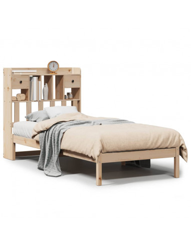 Letto Libreria senza Materasso 90x190 cm Legno Massello Pino