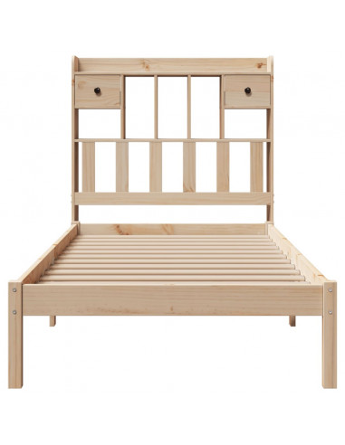 Letto Libreria senza Materasso 90x190 cm Legno Massello Pino