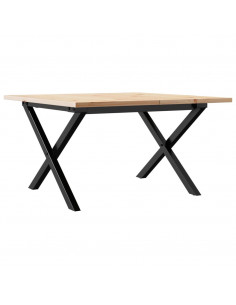 Tavolino da Salotto Telaio a X 60x60x40cm Massello Pino e Ghisa