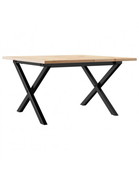 Tavolino da Salotto Telaio a X 60x60x40cm Massello Pino e Ghisa