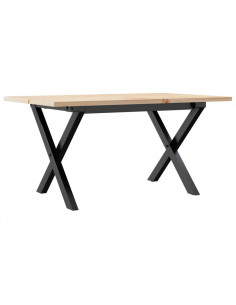 Tavolino da Salotto Telaio a X 80x50x40cm Massello Pino e Ghisa