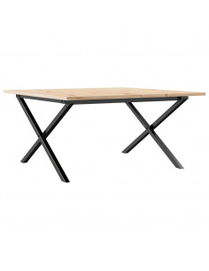 Tavolino da Salotto Telaio a X 80x80x45cm Massello Pino e Ghisa