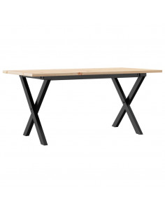Tavolino da Salotto Telaio a X 90x40x45cm Massello Pino e Ghisa