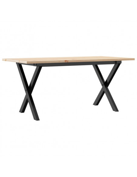 Tavolino da Salotto Telaio a X 90x40x45cm Massello Pino e Ghisa