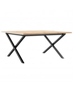 Tavolino da Salotto Telaio a X 90x90x45cm Massello Pino e Ghisa