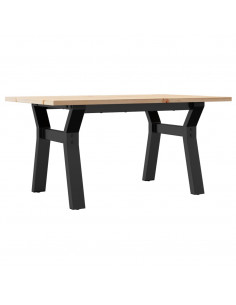 Tavolino da Salotto Telaio a Y 80x50x40cm Massello Pino e Ghisa