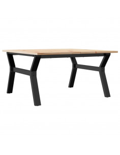 Tavolino da Salotto Telaio a Y 90x90x45cm Massello Pino e Ghisa