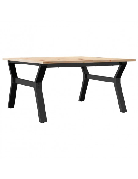 Tavolino da Salotto Telaio a Y 90x90x45cm Massello Pino e Ghisa
