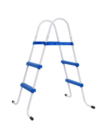 Scaletta per Piscina Blu e Bianca 84 cm Acciaio