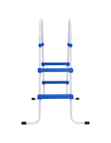 Scaletta per Piscina Blu e Bianca 84 cm Acciaio