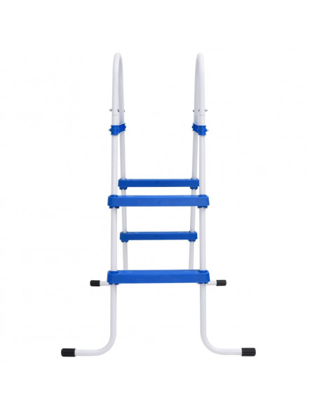 Scaletta per Piscina Blu e Bianca 84 cm Acciaio