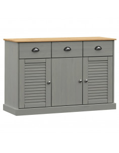 Credenza Cassetti VIGO 113x40x75 cm Legno Massello Pino Grigio 2