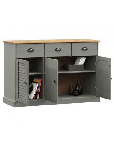 Credenza Cassetti VIGO 113x40x75 cm Legno Massello Pino Grigio
