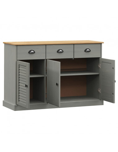 Credenza Cassetti VIGO 113x40x75 cm Legno Massello Pino Grigio