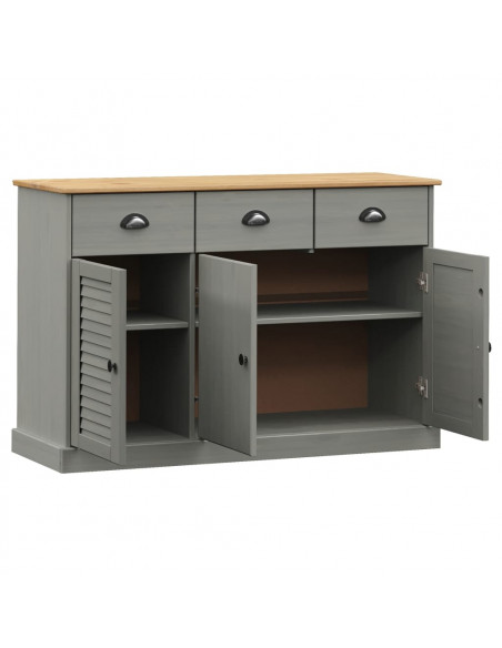 Credenza Cassetti VIGO 113x40x75 cm Legno Massello Pino Grigio