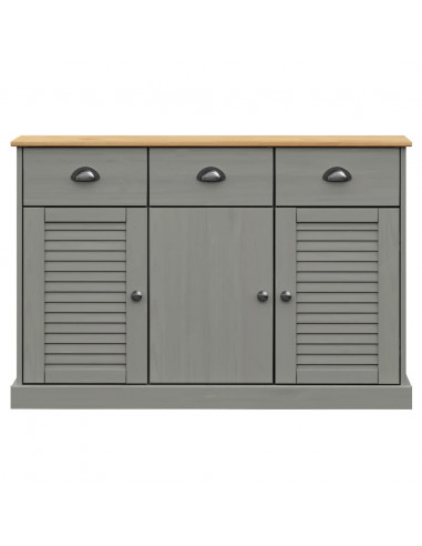 Credenza Cassetti VIGO 113x40x75 cm Legno Massello Pino Grigio