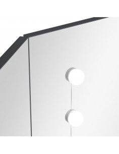 Tavolino da Trucco Angolare con LED Grigio 111x54x141,5 cm