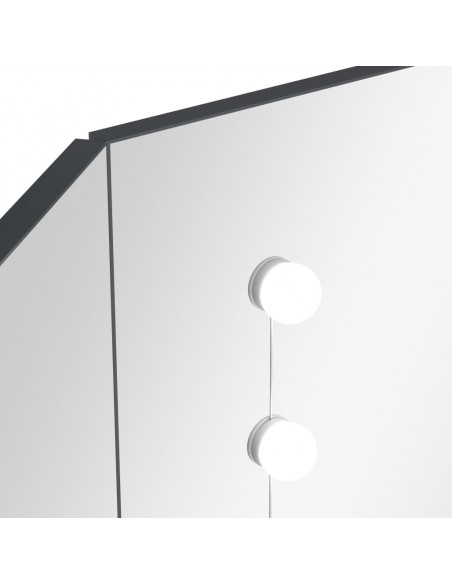 Tavolino da Trucco Angolare con LED Grigio 111x54x141,5 cm