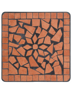 Tavolino di Servizio con Mosaico Terracotta in Ceramica