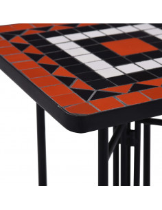 Tavolino di Servizio Mosaico Terracotta e Bianco in Ceramica