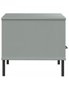 Tavolino Gambe Metallo Grigio 85x50x45 cm Legno Massello OSLO