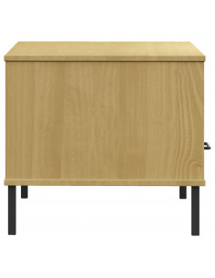 Tavolino Gambe Metallo Marrone 85x50x45 cm Legno Massello OSLO